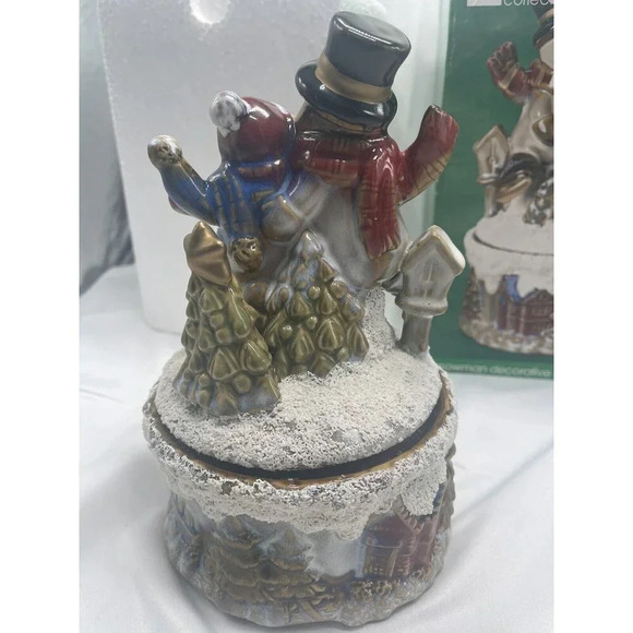 JCPenney Home Collection  SNOWMAN DECORATIVE MUSIC BOX MUSICAL  JINGLE BELLS - Picture 9 of 16